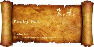 Kmety Ada névjegykártya